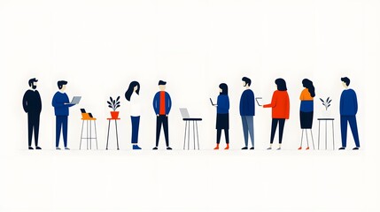 Diverse Group of People Engaged in Discussion with Laptops and Plants