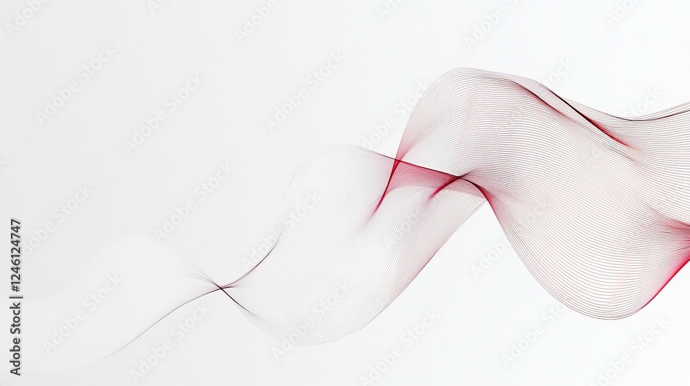 Poster flowing abstract patterns in red and white on a bright background create a dynamic visual experience