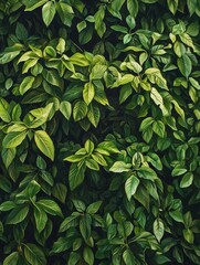 Obraz premium A full-frame background of green leaves, highlighting the lush texture of tropical foliage