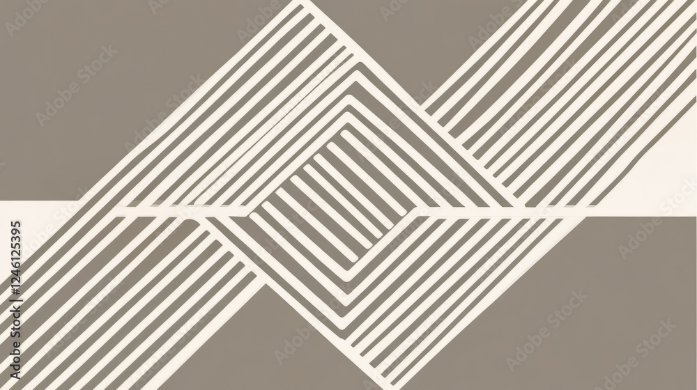 Poster geometric design with intersecting lines on a neutral background