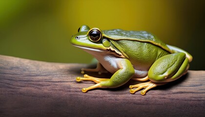 Striking Closeup of a Wood Frog Amidst Damp Mossy Leaves and a Backdrop of Green Forest Floor in Winter