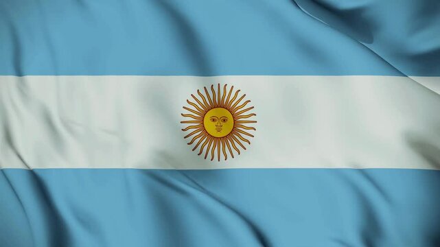 flag of argentina seamless loop animation. The National flag of argentina is 3d waving.