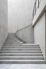 Fototapeta premium Modern minimalist staircase with spiral design in contemporary architectural space