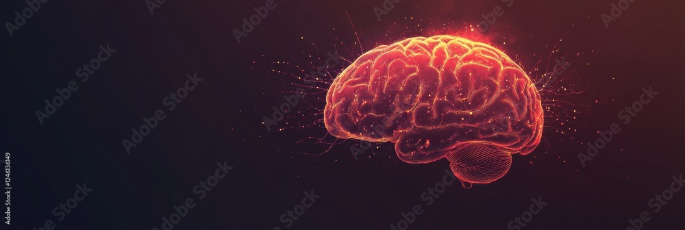 Aufkleber scientific representation of the brain and nervous system with glowing neuron pathways and electrica