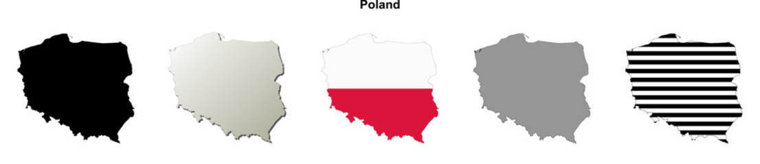 Poland outline map set