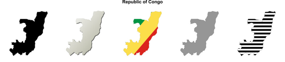 Republic of Congo outline map set