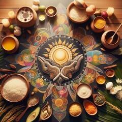 Fototapeta premium A harvest festival celebrated in Tamil Nadu Pongal involves cook