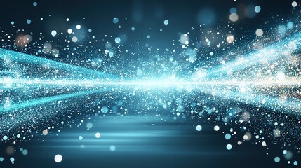 Obraz premium Blue energy stream, sparkling bokeh background, digital art, website banner