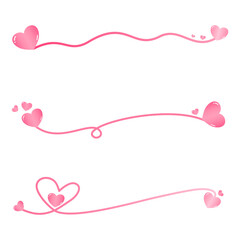 Vector - Cute collection of pink hearts line. Can be use decorate any card, web. Wedding, Valentine's.