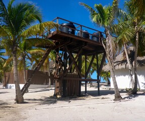 Water reservoir on Isla Catalina in Dominican Republic, Caribbean.