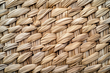 Wicker texture background. Close-up of a wicker basket. Generative AI