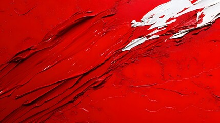 Abstract Red Texture with Bold White Brush Strokes and Patterns