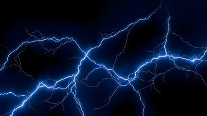 Flash of lightning on dark background, banner design. Thunderstorm. Generative AI