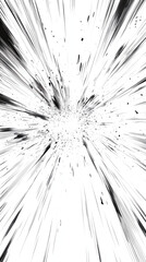 Abstract explosion design with dynamic manga lines and splatter effects