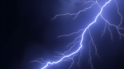 Flash of lightning on dark background, banner design. Thunderstorm. Generative AI