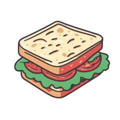 A cartoon illustration of a sandwich with lettuce