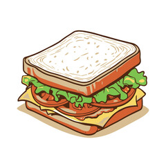 A cartoon illustration of a sandwich with lettuce