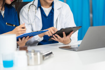 Medical Team Using Digital Tablet for Healthcare, Doctor Technology, X-Ray Analysis.