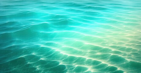Obraz premium Tropical lagoon gradient shifting from deep emerald to warm aquamarine with sandy grain, evoking a serene and vibrant atmosphere with a natural, refreshing feel