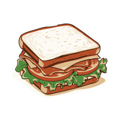 A cartoon illustration of a sandwich with lettuce