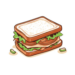 A cartoon illustration of a sandwich with lettuce