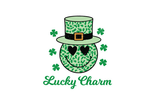 Lucky Charm, Retro St. Patrick's Day Typography Sublimation T shirt design