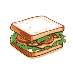 A cartoon illustration of a sandwich with lettuce