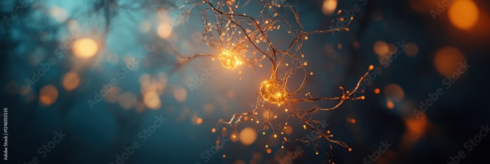 Aufkleber scientific depiction of the brain and nervous system with glowing neuron pathways and electrical pul