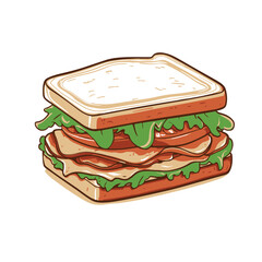 A cartoon illustration of a sandwich with lettuce