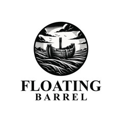 Sail on ocean with barrel logo design