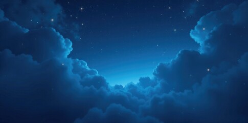 Obraz premium Misty night sky with scattered clouds and grainy texture, dark blue abstract, solitude
