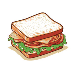 A cartoon illustration of a sandwich with lettuce