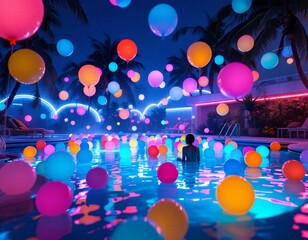 Neon Dreams: A Surreal Night Swim