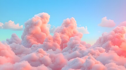 Soft Pink Clouds with Blue Sky During Daytime for Serene Background