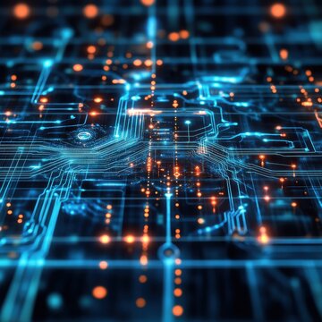An infographic illustrating the machine learning process on a blurred background - Generative AI