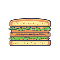 A cartoon illustration of a sandwich with lettuce