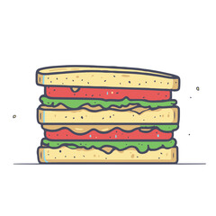 A cartoon illustration of a sandwich with lettuce