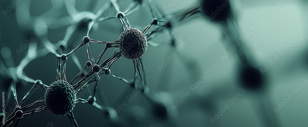 Aufkleber Neural network connection; science background; microscopic view