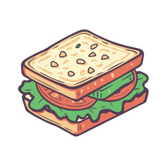 A cartoon illustration of a sandwich with lettuce