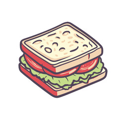 A cartoon illustration of a sandwich with lettuce