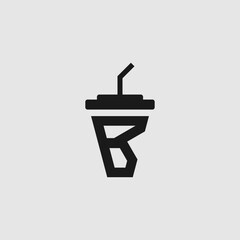 abstract initial letter B with drink holder and straw logo design template . Creative Modern Letters Vector Icon Logo 
Illustration.