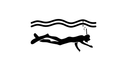 snorkelling symbol , black isolated silhouette