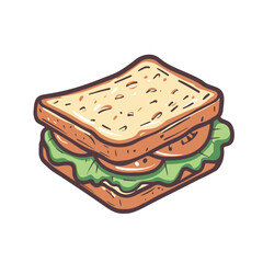 A cartoon illustration of a sandwich with lettuce