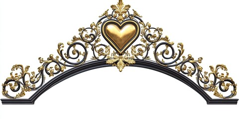 Ornate Gold and Black Metal Gate Arch Detail