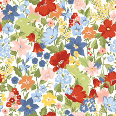 This beautiful floral plant background is perfect for fashion, wallpapers, and prints. It showcases the Liberty style known as millefleurs, and the Scandinavian floral design adds a modern touch.