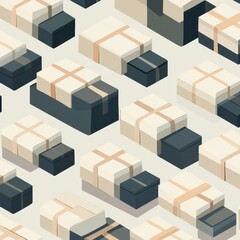 Colorful graphic of stacked gift boxes.