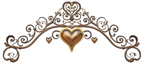 Ornate Metal Heart Design with Scrollwork Accents