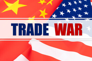 American China Flag Background with TRADE WAR text.