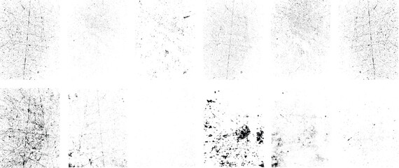 Grunge textures set. Collection of vector, distress, textures .Simply Place grungy textured overlay over any Object to Create grunge ,dirty effect .Various distressed texture for your design.
