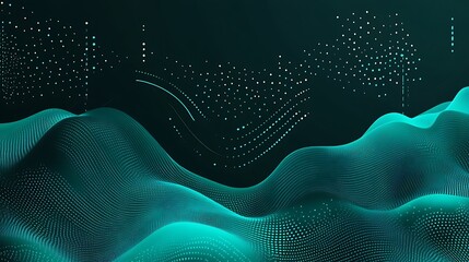 Abstract teal data waves, digital background